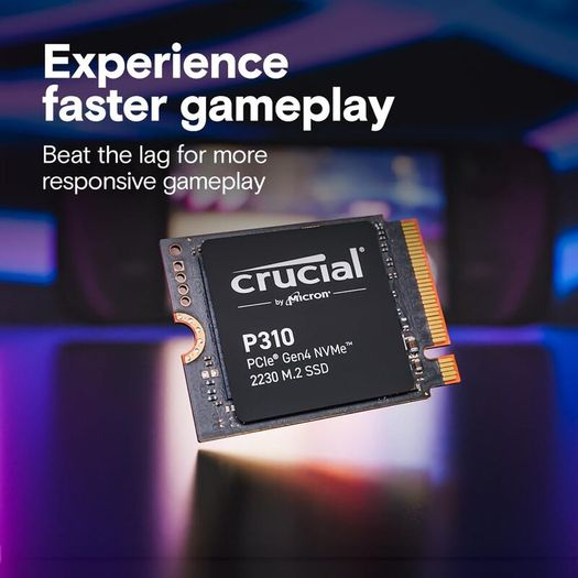 Crucial P310 SSD 2TB M.2 2230 NVMe PCIe Gen4 Internal SSD, Up to 7,100 MB/s, Compatible with Steam Deck, ASUS ROG Ally, MSI Claw & Microsoft Surface, Solid State Drive - CT2000P310SSD2
