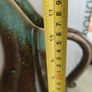 Vintage Art Pottery Pitcher braown / Vase Green W/Blue Drip Glaze marked S. Image 4