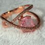 Rose gold pink stone diamond ring Image 5