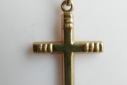 Vintage sold 9K Yellow Gold 375 Engraved Cross Pendant Necklace length 18" - 1,3g