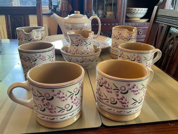 Nicholas Mosse lavender collection from Washington creek . Mugs, jugs , tea pot and platter .pricing the mug fir this ad