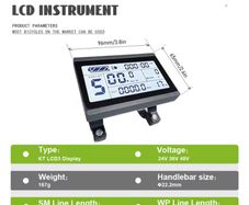 Ebike Display KT LCD3 LCD3U Display 24V36V48V72V with USB Intelligent Meter for Electric Bicycle Hub Motor Conversion Kit