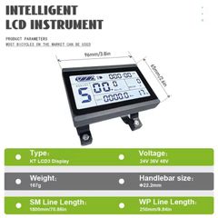 Ebike Display KT LCD3 LCD3U Display 24V36V48V72V with USB Intelligent Meter for Electric Bicycle Hub Motor Conversion Kit