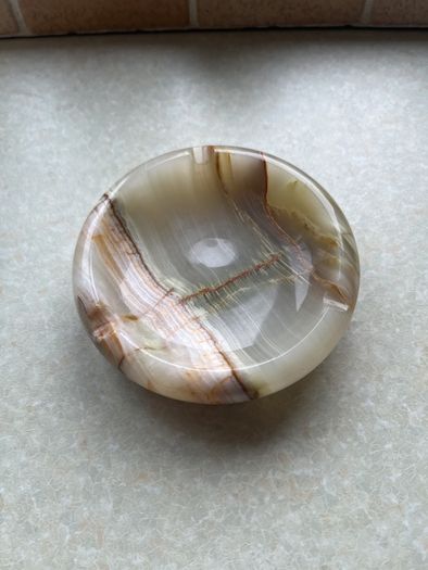 Vintage Japanese Green/Brown 1960's Onyx Marble Stone 3 pce set