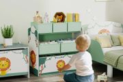 Kids Toy Storage Units, 3-Tier Toy Organiser Shelf with 6 Removable Boxes for Kids, Bedroom, Playroom, Green
