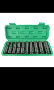Socket wrench set, universal socket wrench set, deep-slot socket wrench set, pneumatic maintenance tool wrench 10 piece set