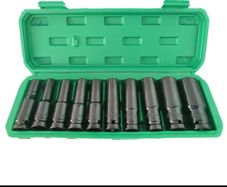 Socket wrench set, universal socket wrench set, deep-slot socket wrench set, pneumatic maintenance tool wrench 10 piece set