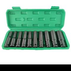 Socket wrench set, universal socket wrench set, deep-slot socket wrench set, pneumatic maintenance tool wrench 10 piece set