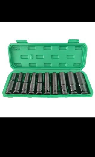 Socket wrench set, universal socket wrench set, deep-slot socket wrench set, pneumatic maintenance tool wrench 10 piece set