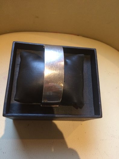 Solid Silver Bangle With Sapphire Stones