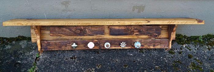 Rustic Stove Mantle / Shelf / Coat & Hat Rack