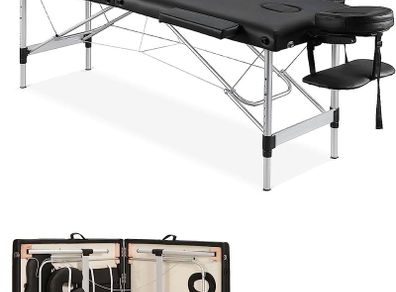 Massage Table Portable Massage Bed Lash Bed Facial Table SPA Bed 2 Section Aluminum Height Adjustment Carrying Bag & Accessories (FREE SHIPPING)