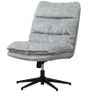 Armless Upholstered Chair, Swivel Padded Office Chair with Soft Fabric Cover, Height-Adjustable, Steel Legs, Gray Image 2