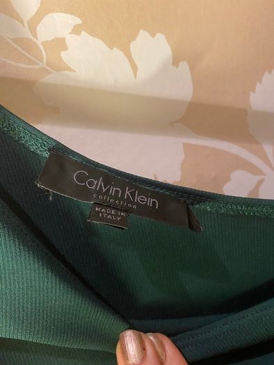 Designer Calvin Klein Green one shoulder dress
