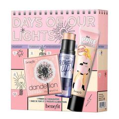 Benefit Cosmetics Days of Our Lights Set Full-Size Primer and Highlighters POREfessional Pearl Watt's Up Dandelion Twinkle