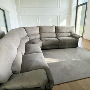 Light grey corner recliner sofa couch