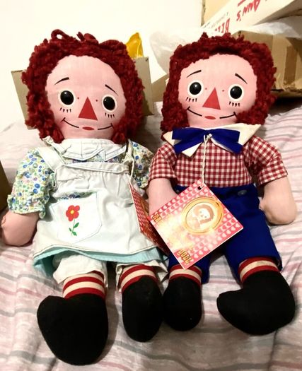 Knickerbocker Raggedy Ann and Andy dolls 1970 mint w box
