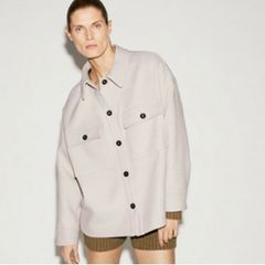 Fab Zara Cream Premium Manteco Italian Wool Blend Oversized Shacket