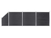 WPC Fence Set 3 Square + 1 Slanted 619x186 cm Grey