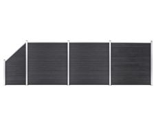 WPC Fence Set 3 Square + 1 Slanted 619x186 cm Grey
