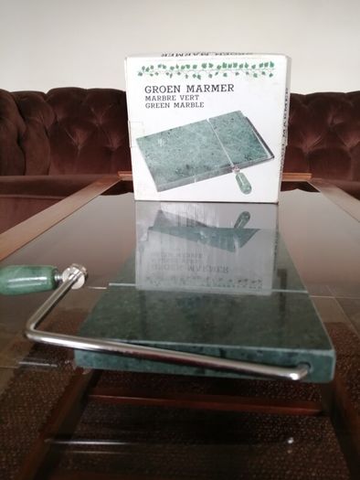 Retro Natural Marble Stone Cheese Slicer Butter Cutter with Replacement Wires