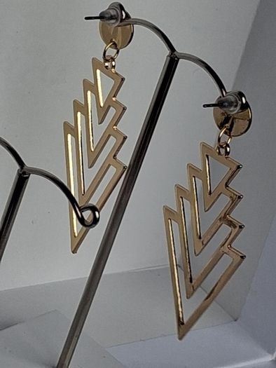 Gold Chevron Geo Hollow Out Earrings