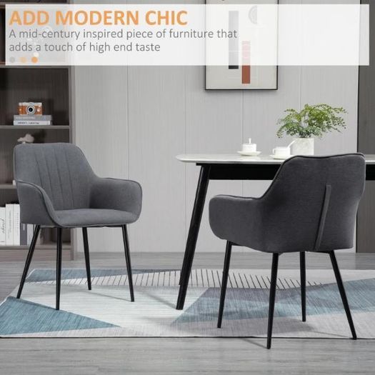 Mid-Century Dining Chairs, Dark Grey