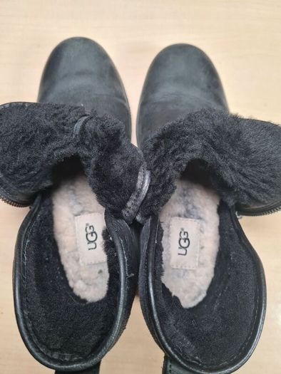 Womens Ugg Lavelle Ankle Boots Black Leather  Wool Lined Size Uk 5 Eu 38