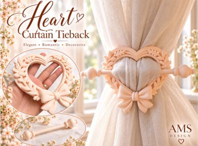 Heart-shaped curtain tieback with bow detail