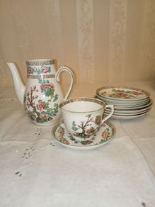 Rare Vintage Arklow Pottery "Indian Tree" (Green Trim) set