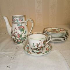 Rare Vintage Arklow Pottery "Indian Tree" (Green Trim) set
