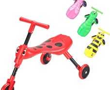 3 Wheel Foldable Ride On Tricycle for 1 to 3 Year Old Boys and Girls, Beetle Trike, Antennae Handlebar, Develop Your Toddlers Balance and Motor Skills, Fun with No Surface Scratches