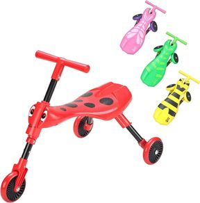 3 Wheel Foldable Ride On Tricycle for 1 to 3 Year Old Boys and Girls, Beetle Trike, Antennae Handlebar, Develop Your Toddlers Balance and Motor Skills, Fun with No Surface Scratches