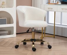 Office chair ergonomic height-adjustable swivel comfortable seat steel base white