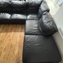 Black Leather L Shaped Sofa Image 2