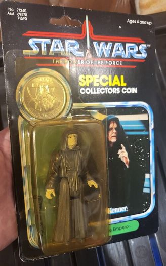 Star Wars Vintage The Power of the Force Carded Emperor Figure with Coin