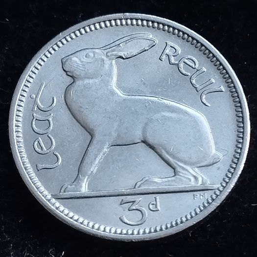 Ireland - 1968 - 3 Pence - Hare - High Grade - KM.12a - [#2054]
