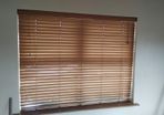 Venetian Timber Blind Honey in colour.