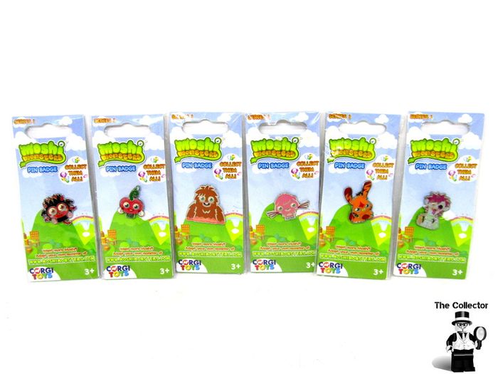 Lot Of 6 Corgi Moshi Monsters Full Set Of Series 1 Pin Badges All Brand New In Packets