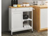 BRAND NEW Kitchen Cart Shelf Multifunction Storage Trolley White Bamboo Roller Trolley with Worktop Drawer Home furniture