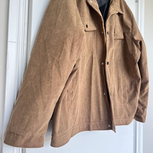 Mens 4XL Brown Corduroy Lined Trucker Jacket