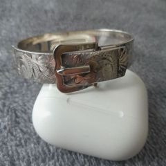 solid silver buckle bangle, full halmarks,Birmingham,35g