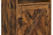 _Bedside Table with 1 Open Compartment and Door, Side Table for Bedroom, Living Room, Office, 40 x 40 x 60 cm, Vintage Brown