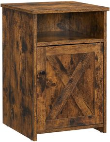 _Bedside Table with 1 Open Compartment and Door, Side Table for Bedroom, Living Room, Office, 40 x 40 x 60 cm, Vintage Brown