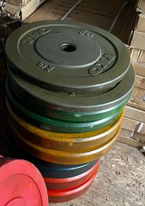 150kg olympic coloured bumper weight set