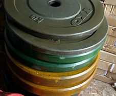 150kg olympic coloured bumper weight set