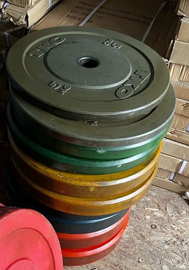 150kg olympic coloured bumper weight set