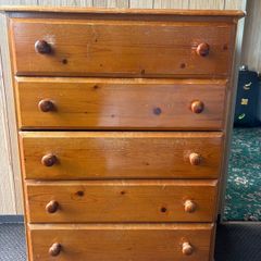 Pine 5-Drawer Chest of Drawers - Bedroom Storage