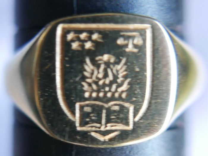 Vintage 9Ct Yellow Gold 375 Men's Clan Signet Crest Ring 2,52g size T