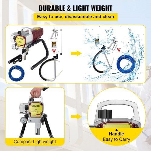 Airless Wall Paint Sprayer 1800W Electric Sprayer Gun Kit, 22Mpa Adjustable Spray Pressure with 15M Pipe for Wall & Ceiling/Wood & Metal Paint (FREE SHIPPING)